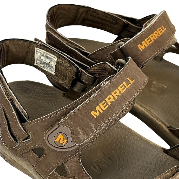 Merrell Men’s Dark Earth/Marmalade Air Cushion Sandals - Picture 13 of 15